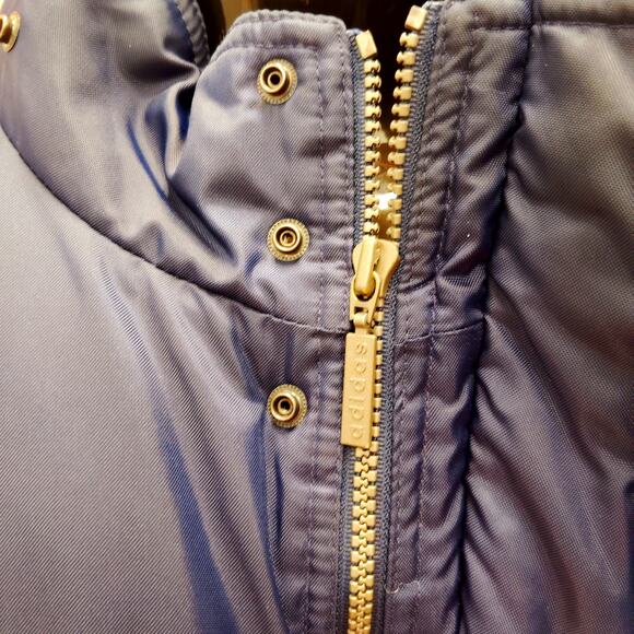 Adidas Original Soccer Parka Jacket Men's XL Navy 3 Striped Softshell Snap Front - Picture 8 of 10